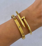 3-Piece Golden Cartier & Nail Style Bracelet Set